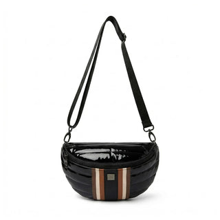Little Runaway Black Patent and Colorblock Luxe Stripe