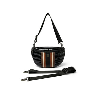Little Runaway Black Patent and Colorblock Luxe Stripe