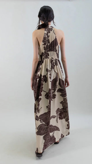 Orient Contour Plunge Halter Dress