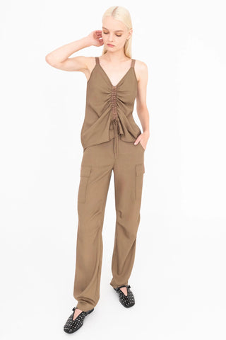 Dahlia Silky Cupro Bias Camisole with Front Ruching
