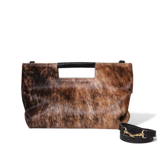 Ella Wrapped Handle Crossbody in Dark Brindle Natural Haircow