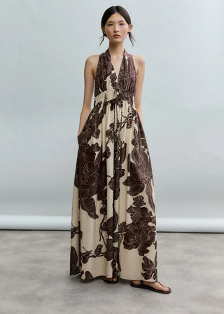 Orient Contour Plunge Halter Dress