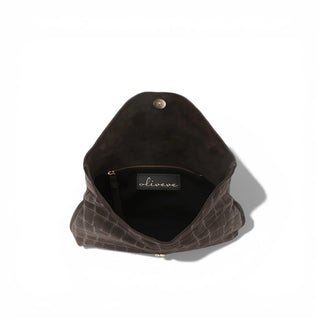 Valentina Clutch in Italian Croco-Embossed Suede