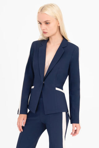 Bexley Tech Stretch Short Notched Collar Blazer with Contrast Stripe