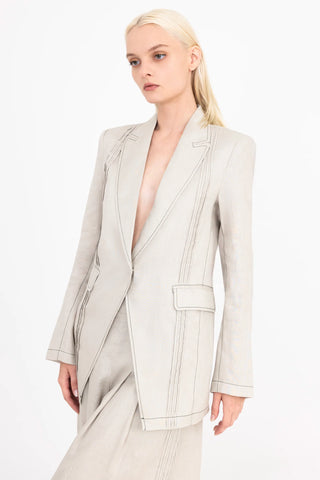 Dresden Washed Linen Pin Tuck Boyfriend Blazer