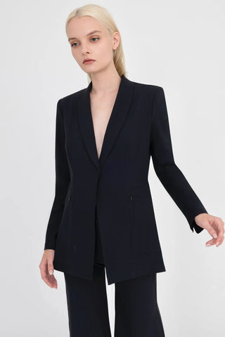 Valbella Tech Stretch Shawl Collar Blazer with Utility Zip Pockets