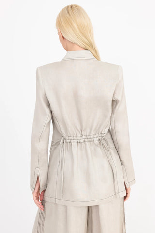 Dresden Washed Linen Pin Tuck Boyfriend Blazer