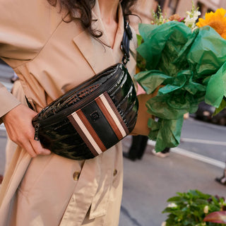 Little Runaway Black Patent and Colorblock Luxe Stripe
