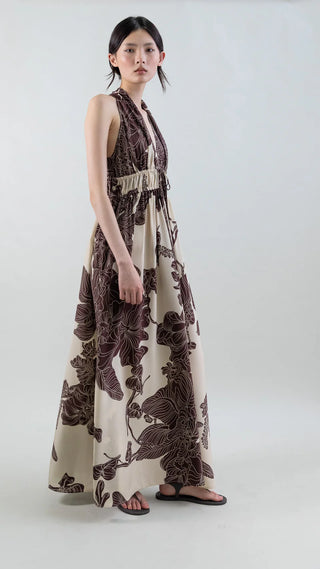 Orient Contour Plunge Halter Dress