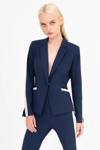 Bexley Tech Stretch Short Notched Collar Blazer with Contrast Stripe