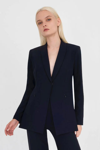 Valbella Tech Stretch Shawl Collar Blazer with Utility Zip Pockets